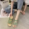 Cross Strappy Flat Sandals - Sage Green
