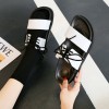 White Black Strappy Flat Sandals