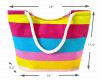 Rainbow Stripe Rope Handles Beach Bag