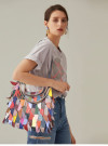 Handmade Multicolour Patchwork Leather Bag with Tassels