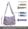 Reversible Oilcloth Zip Messenger Grey spot Rose